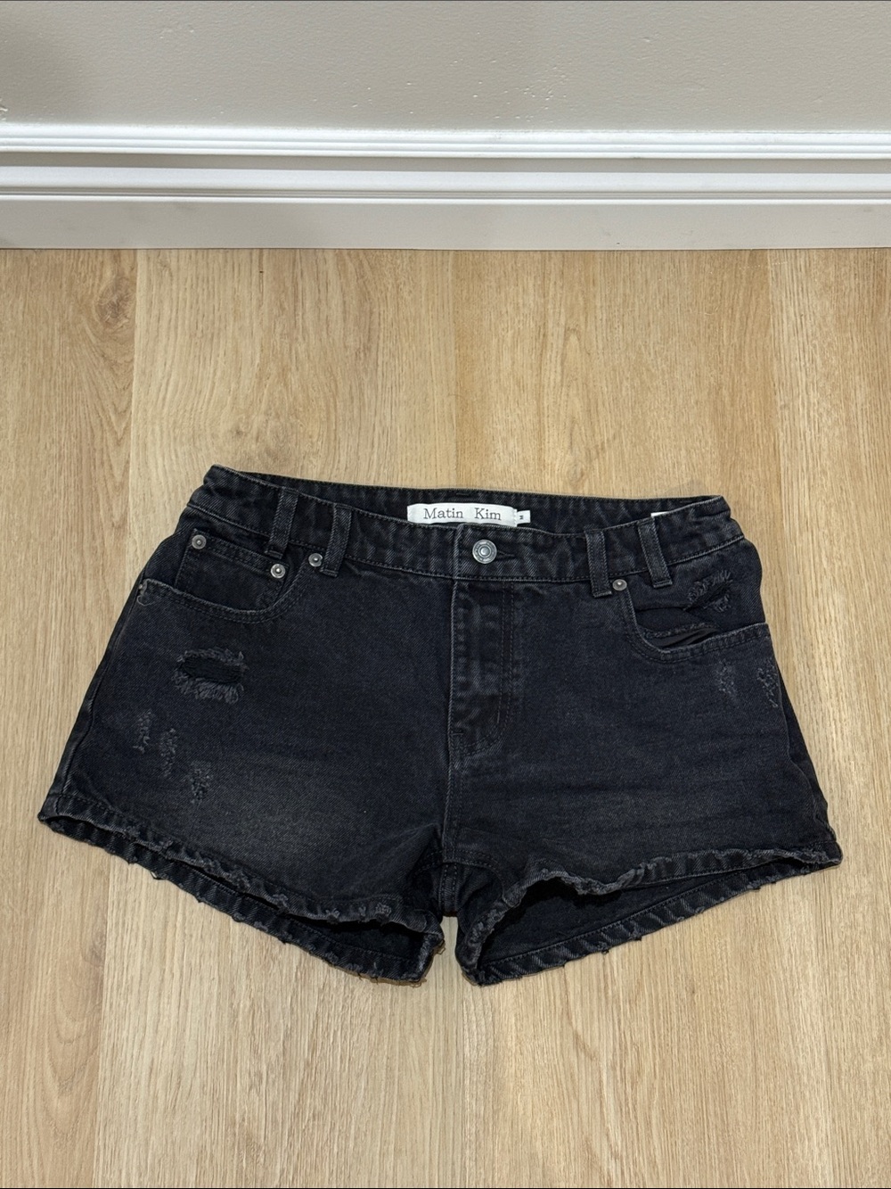 Matin Kim Black Denim Shorts